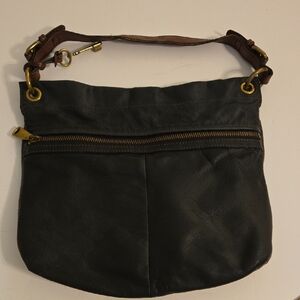 Fossil Vintage Black Leather Shoulder Bag